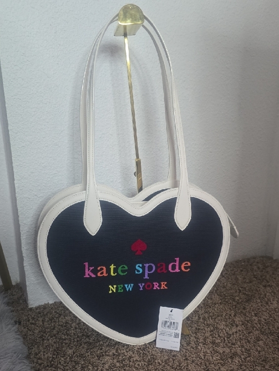 kate spade Handbags - Kate Spade Dark Blue Denim Heart Tote W/ Pride Collection Multi Logo (NWT)💗🌈💙